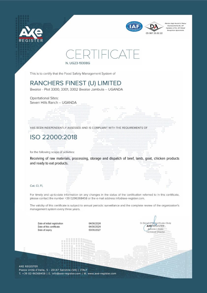 Ranchers Finest ISO Certificate - 0